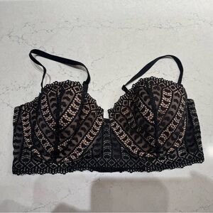 Adore Me Black and Cream Lace Bralette